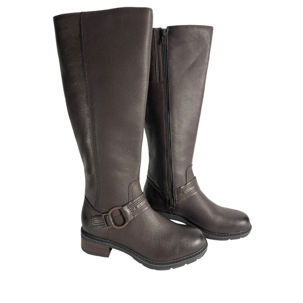 Womens Clarks Hearth Rae Brown Leather Knee High Riding Boots Size 5 NWOB